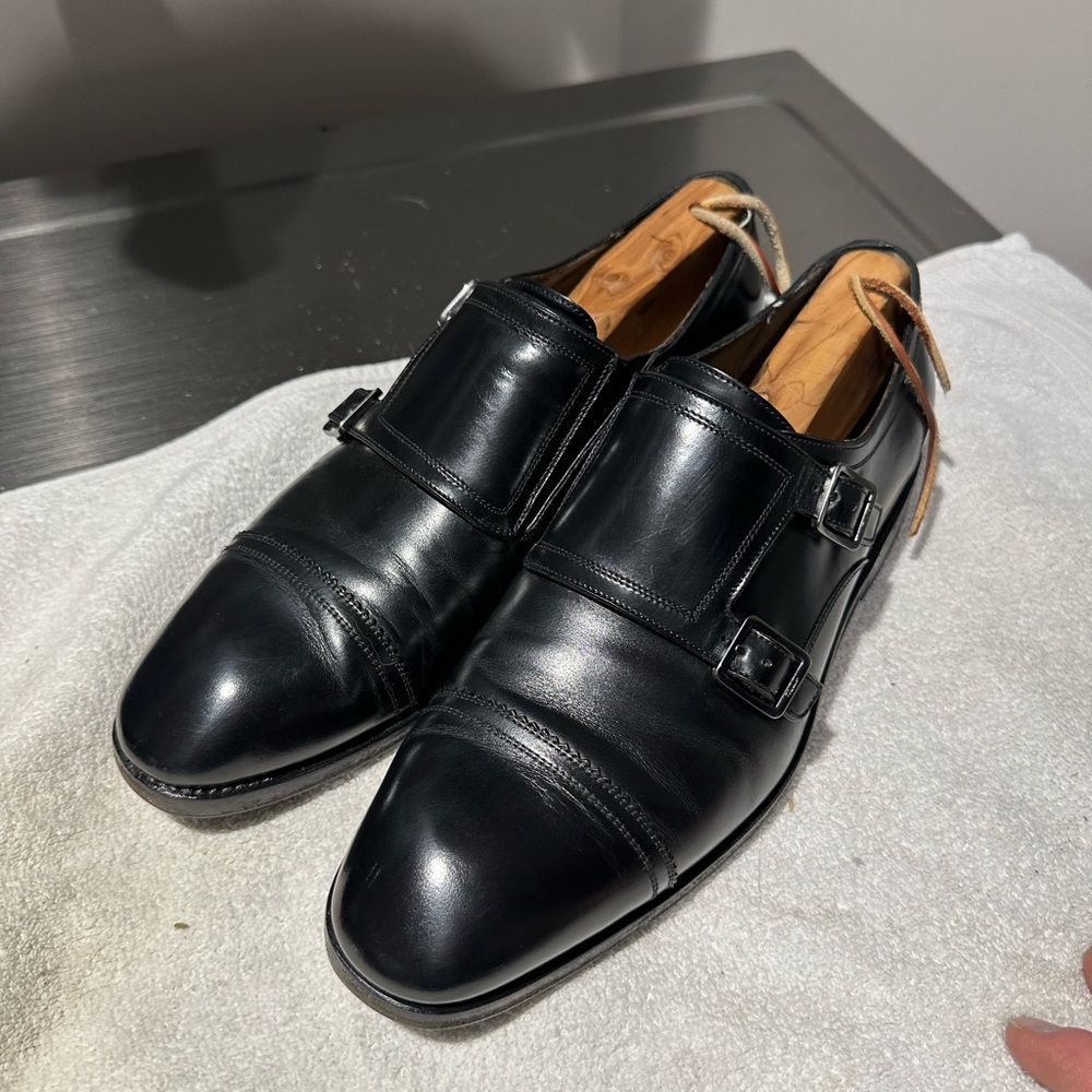Salvatore Ferragamo Black Double Monk Strap Tramezza Shoes 9ee